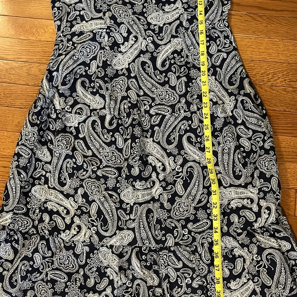 LOFT Navy & White Paisley Linen Dress Size 6 - Picture 13 of 16
